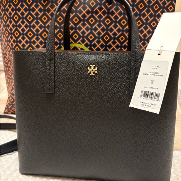 Tory Burch Black Tote with Gold Logo - Picture 2 of 4